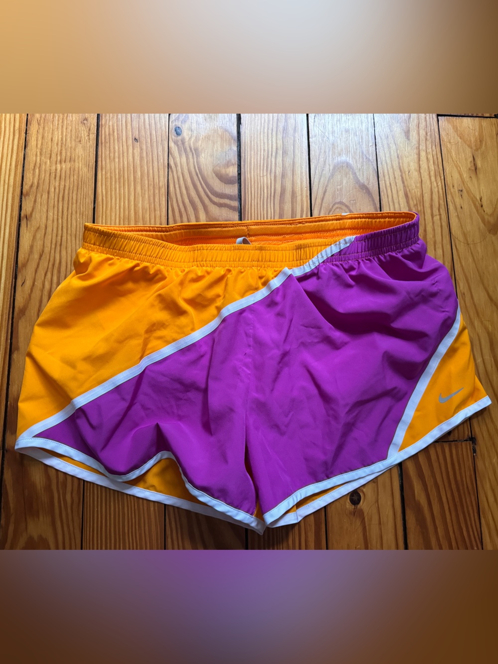 Nike Orange Dri-FIT Running Shorts with Drawstring